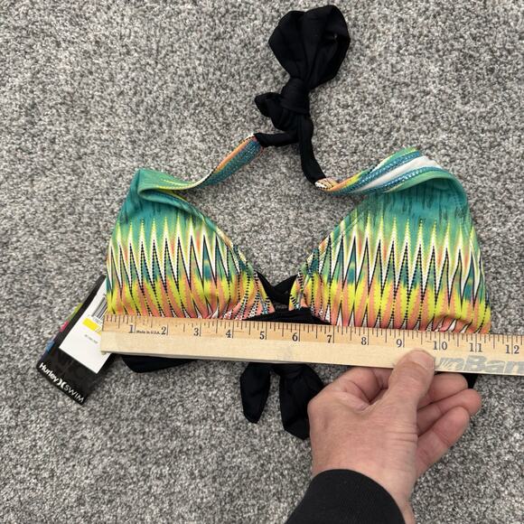 Hurley Halter Bikini Swim Top M Boho Chic Tribal Surfer Bright Rave Festival Y2K - Picture 4 of 7